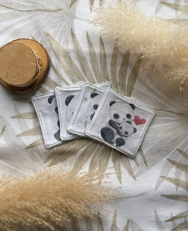 4 cotons lavables petits pandas