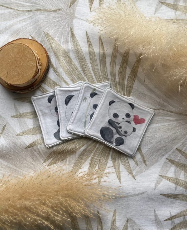 4 cotons lavables petits pandas