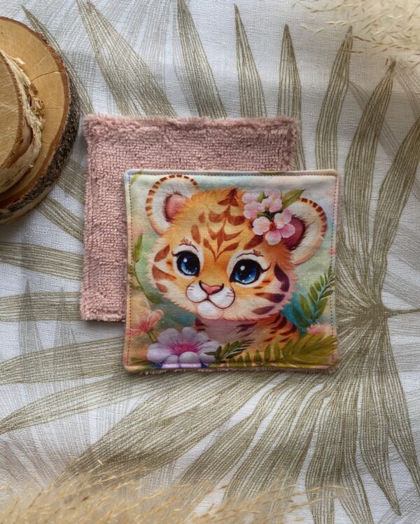 4 cotons lavables petit tigre