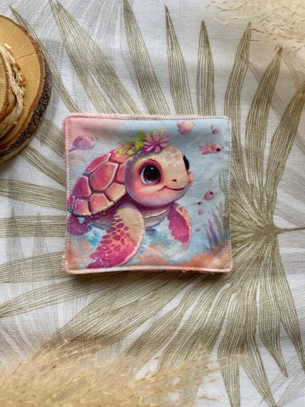 4 cotons lavables tortues (rose et bleu)