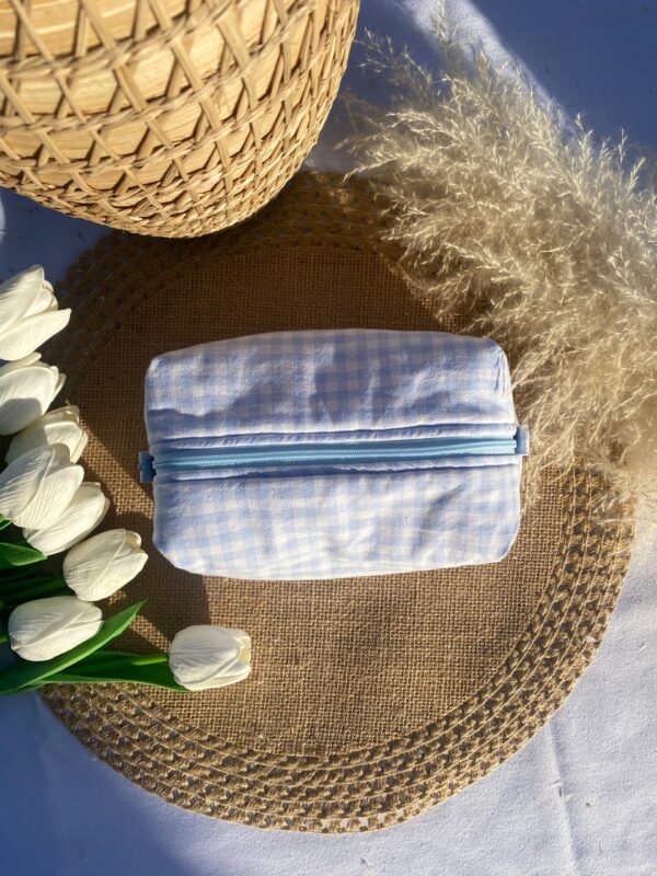 Trousse vichy bleu