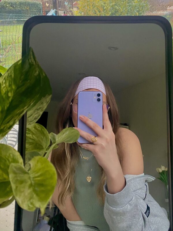 Bandeau pour cheveux vichy rose