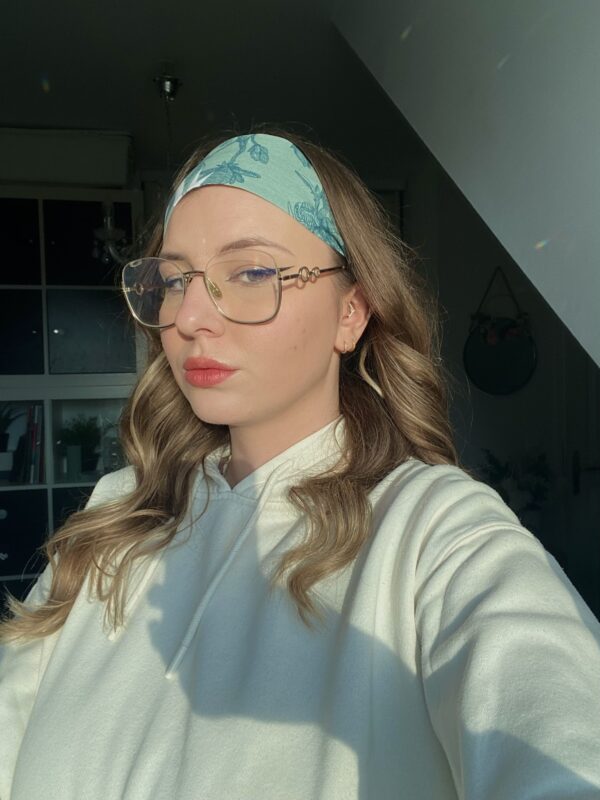 Bandeau pour cheveux vert et blanc