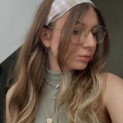 Bandeau pour cheveux beige à carreaux