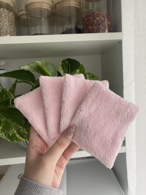Cotons lavables double face bambou rose