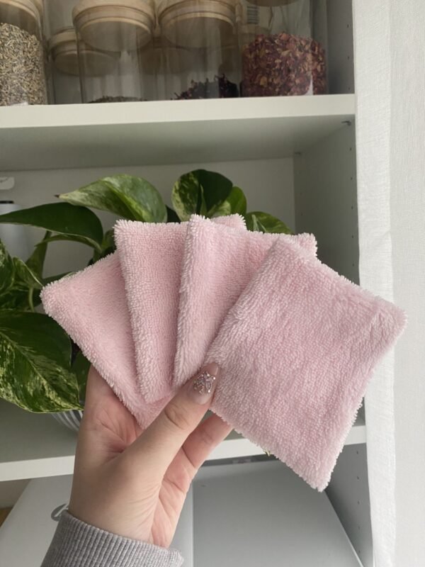 Cotons lavables double face bambou rose