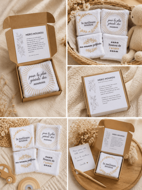 lot de 4 cotons lavables tout doux pour offrir à sa nounou